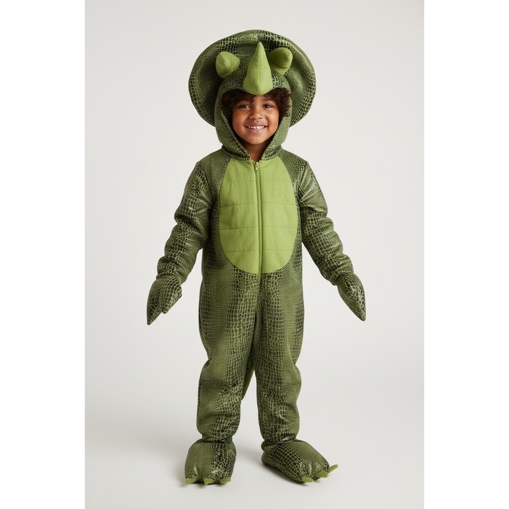 Ministry of Rascals Triceratops Costume Kids 4T Green Dinosaur Jumpsuit Exc